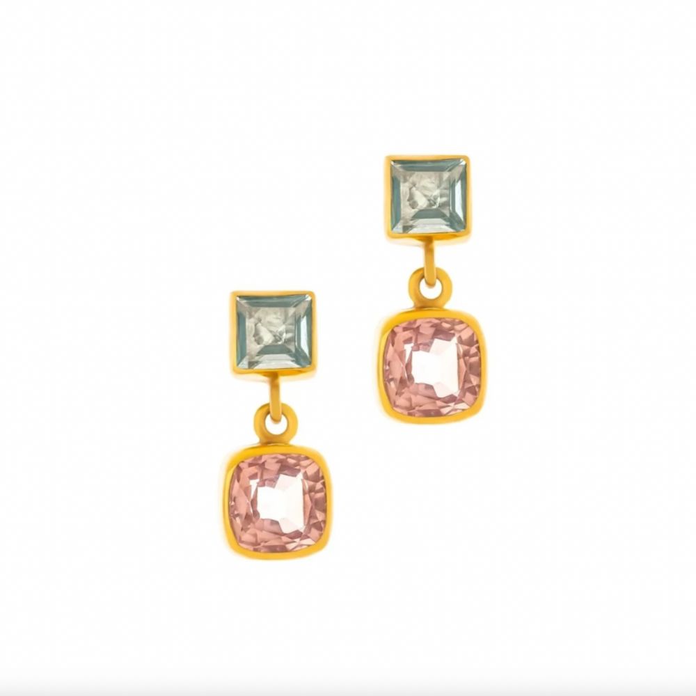 Blue Moon Topaz & Morganite Earrings I Limited Edition