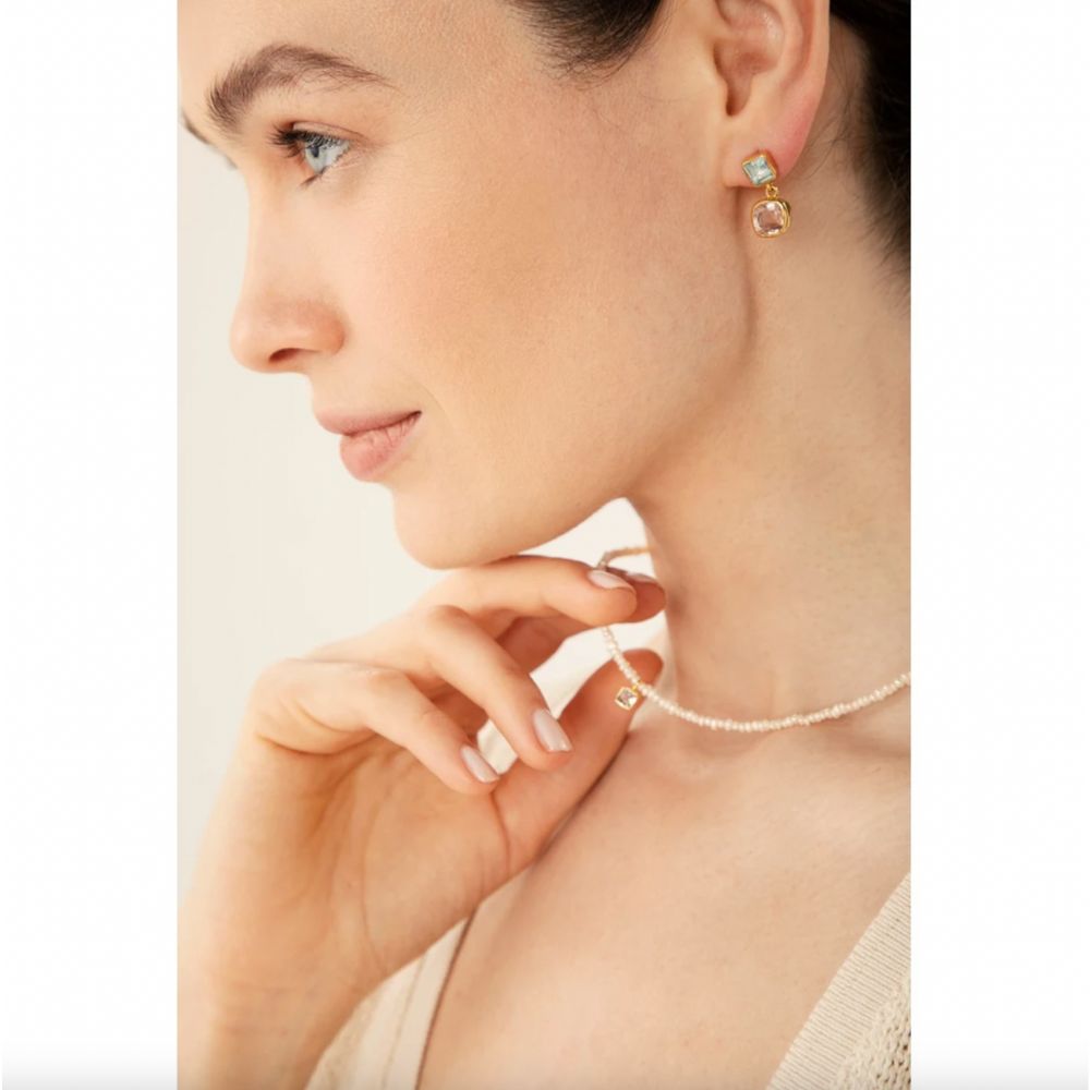 Blue Moon Topaz & Morganite Earrings I Limited Edition