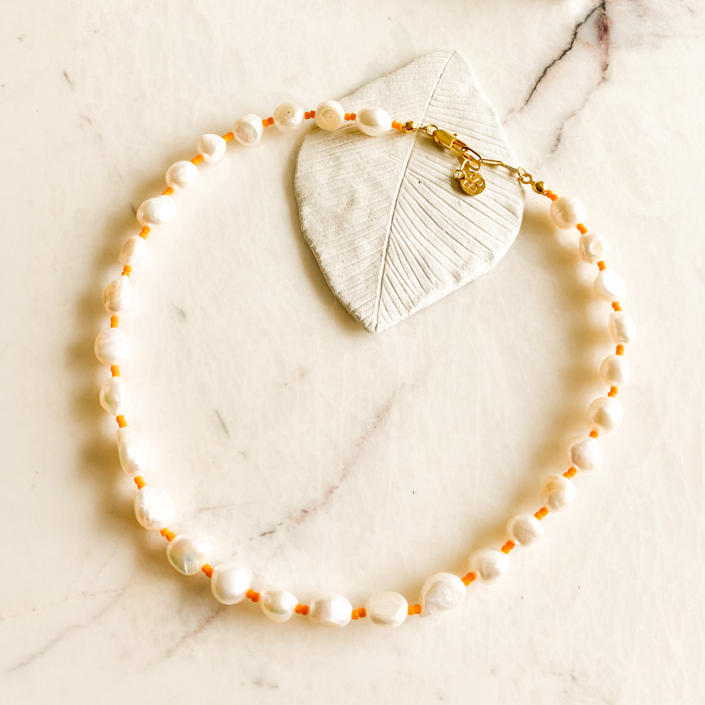 Joyful Pearls Tangerine Necklace