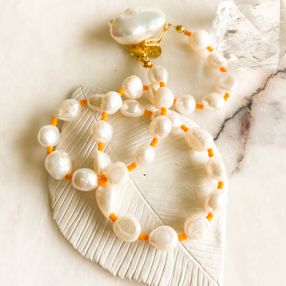 Joyful Pearls Tangerine Necklace