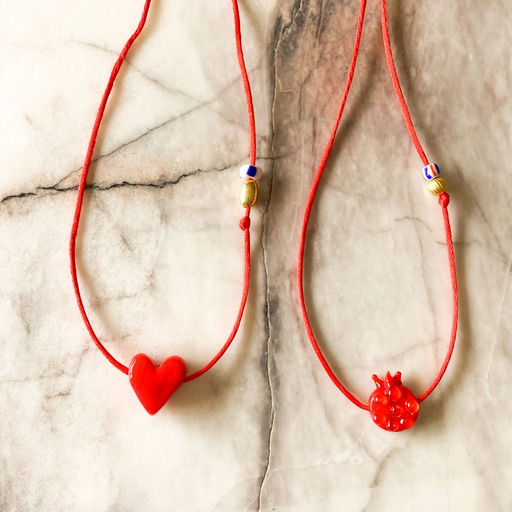 Red String No.3 Heart Necklace / Bracelet