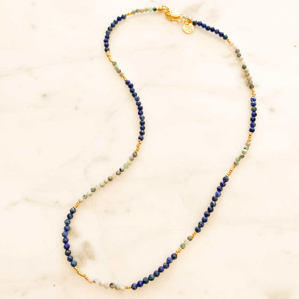 Sunburst Zümrüt Lapis Lazuli Kolye