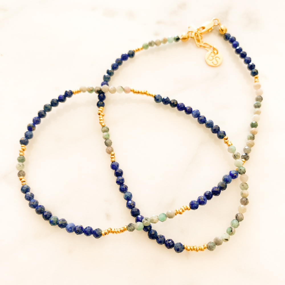 Sunburst Zümrüt Lapis Lazuli Kolye
