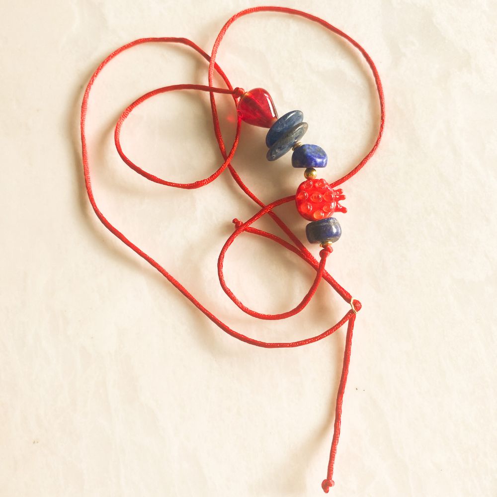 Good Luck Pom Lapis Lazuli Kyanite Bracelet