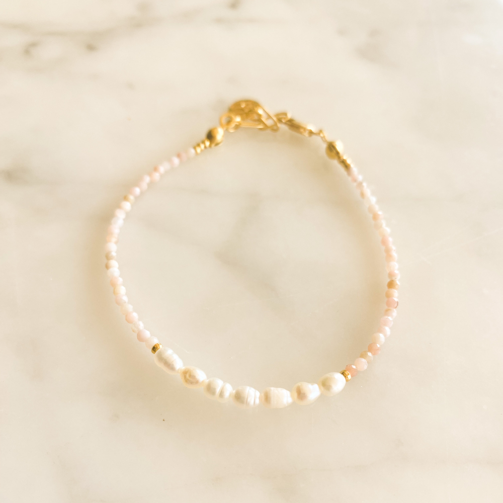 Letitia Natural Pearl Pink Opal Bracelet