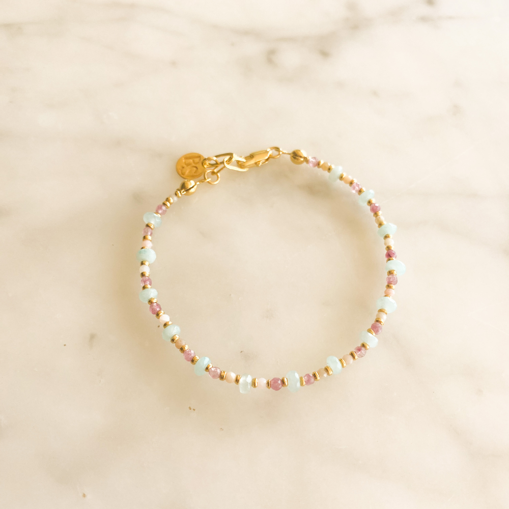 Summer Pink Opal & Jade & Quartz Bracelet