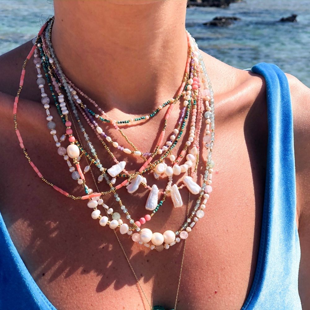 Blake Natural Pearl Turquoise Necklace
