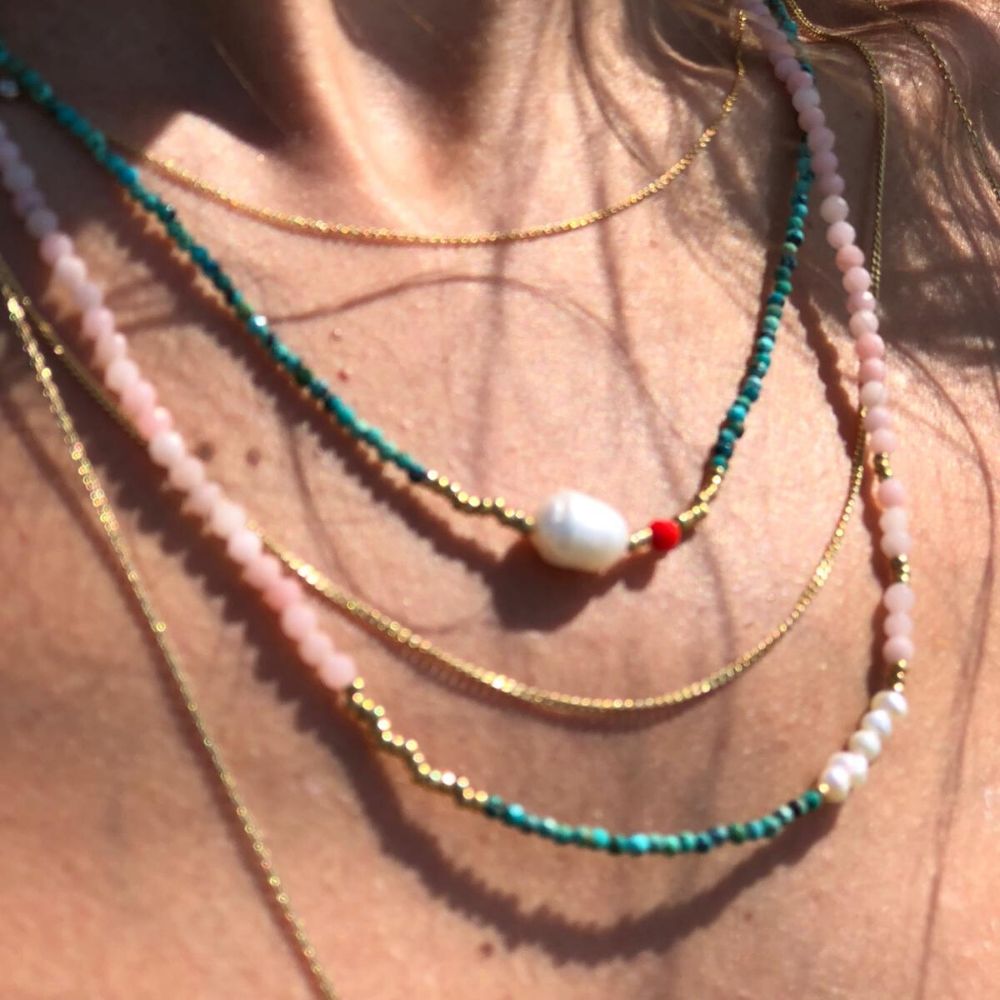Prinkipo Natural Pearl Turquoise & Opal Necklace