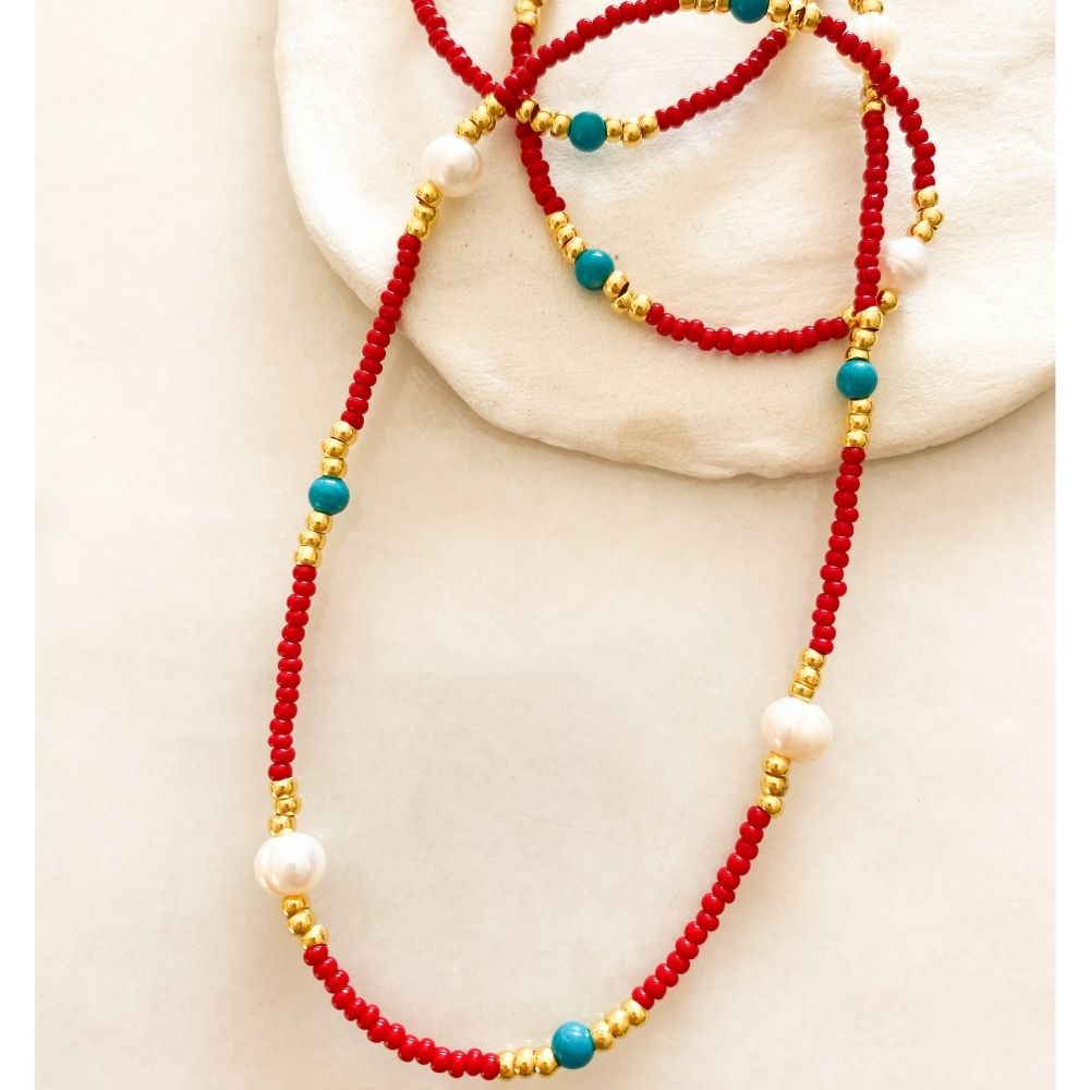 Aurora Natural Pearl Turquoise Necklace