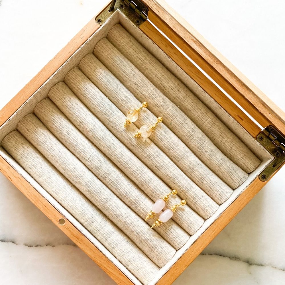 Adita Rose Quartz Earrings I Wanderlust Collection