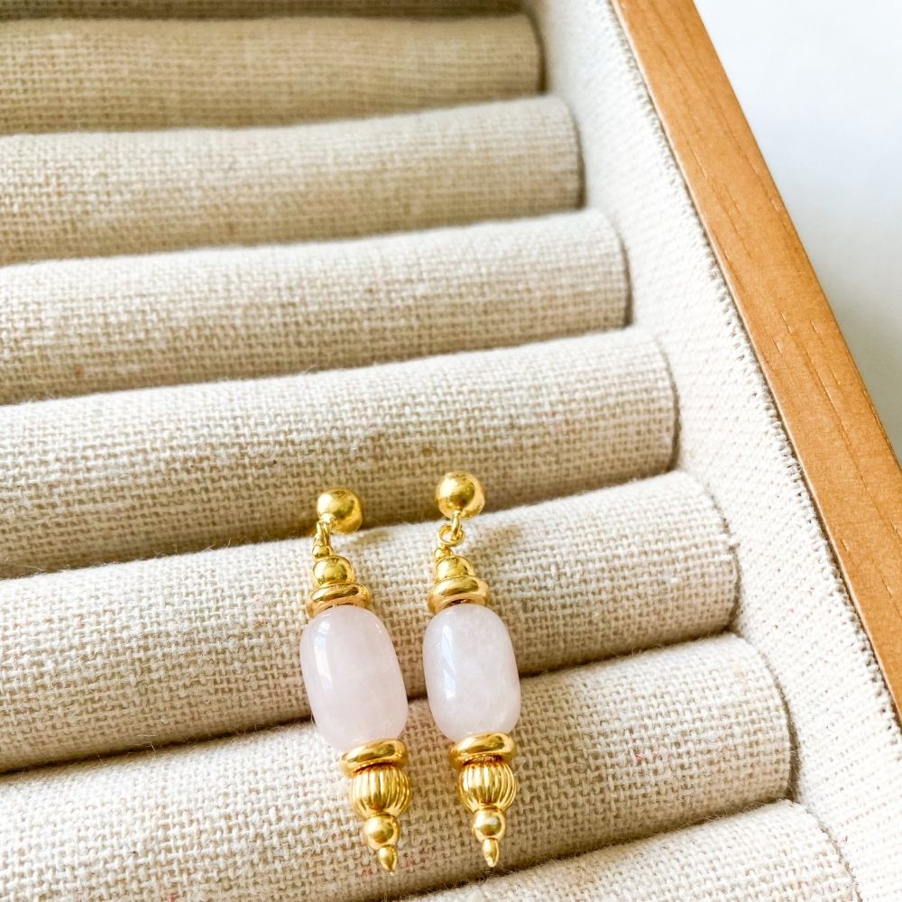 Adita Rose Quartz Earrings I Wanderlust Collection