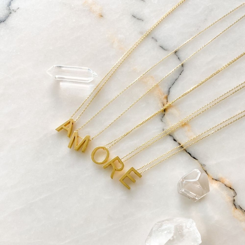 Alphabet Gümüş Zincir Kolye | A