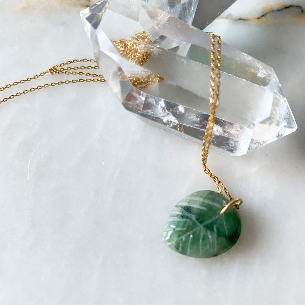 Anika Emerald Stone Silver Chain Necklace