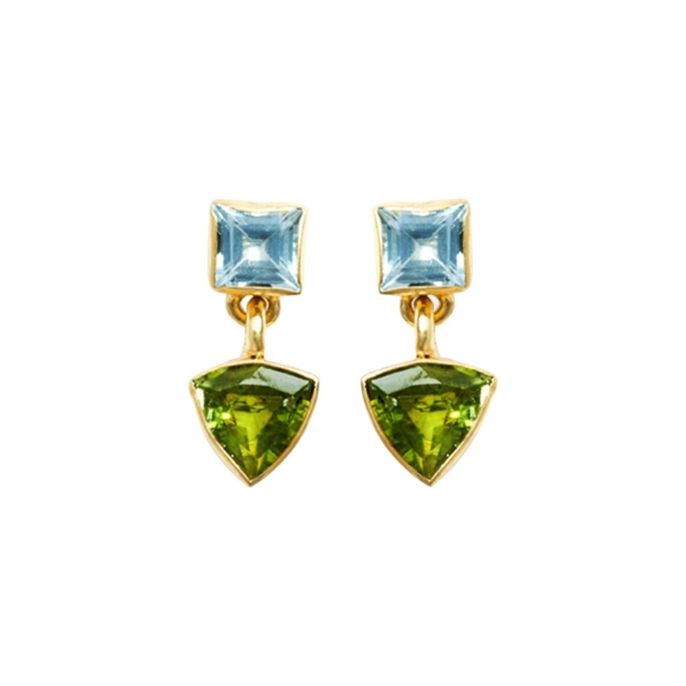 Art Deco Blue Topaz & Peridot Earrings I Limited Edition