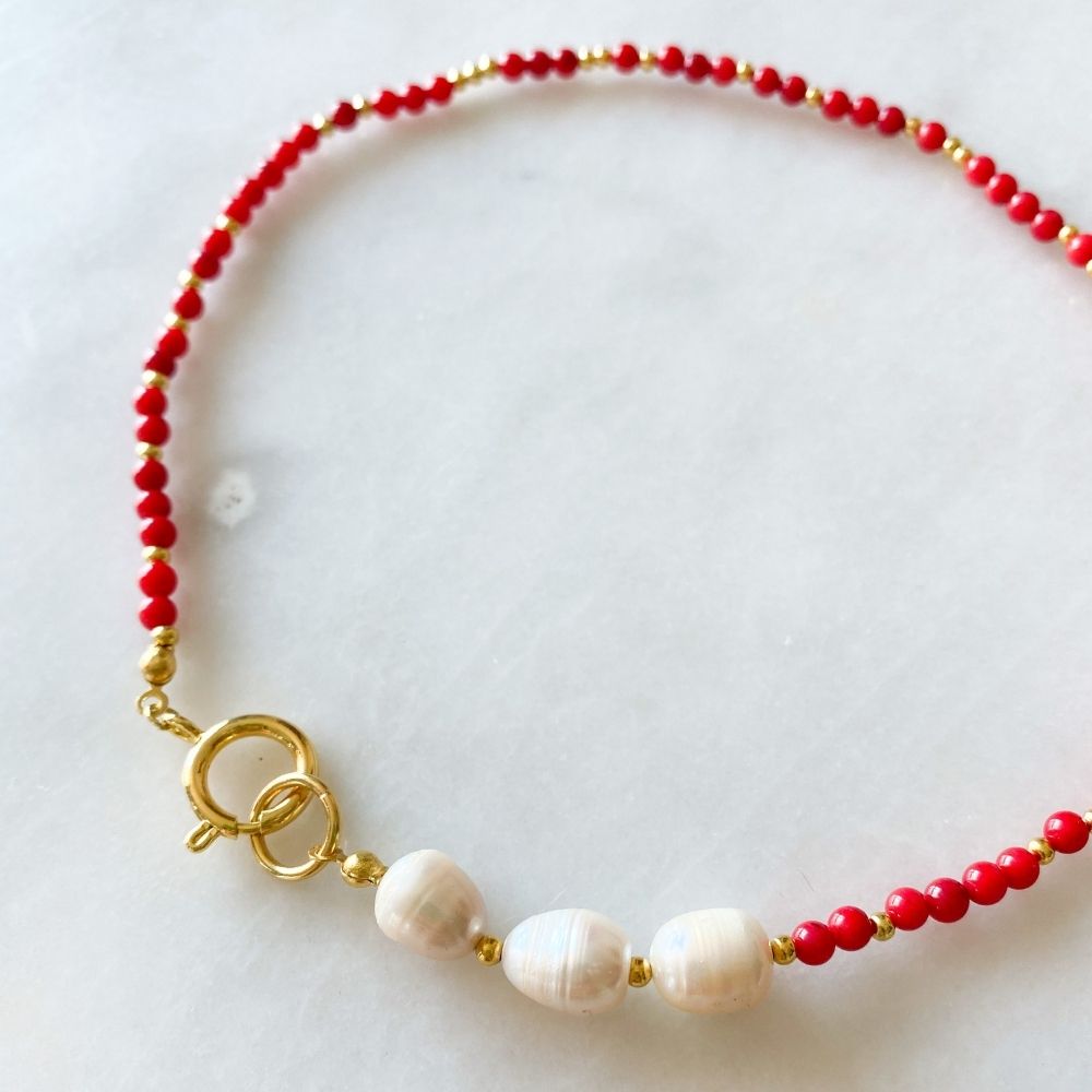 Asta Natural Pearl Coral Necklace