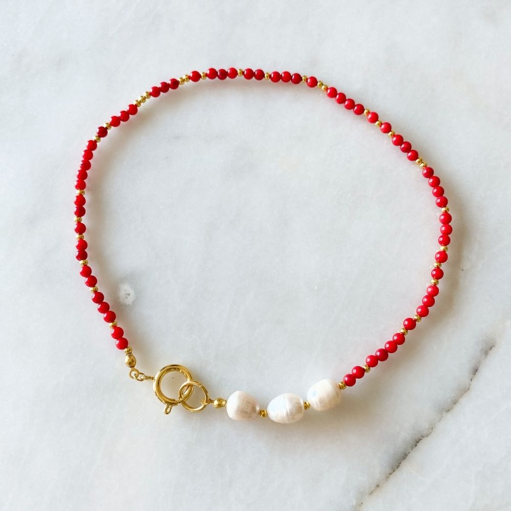 Asta Natural Pearl Coral Necklace