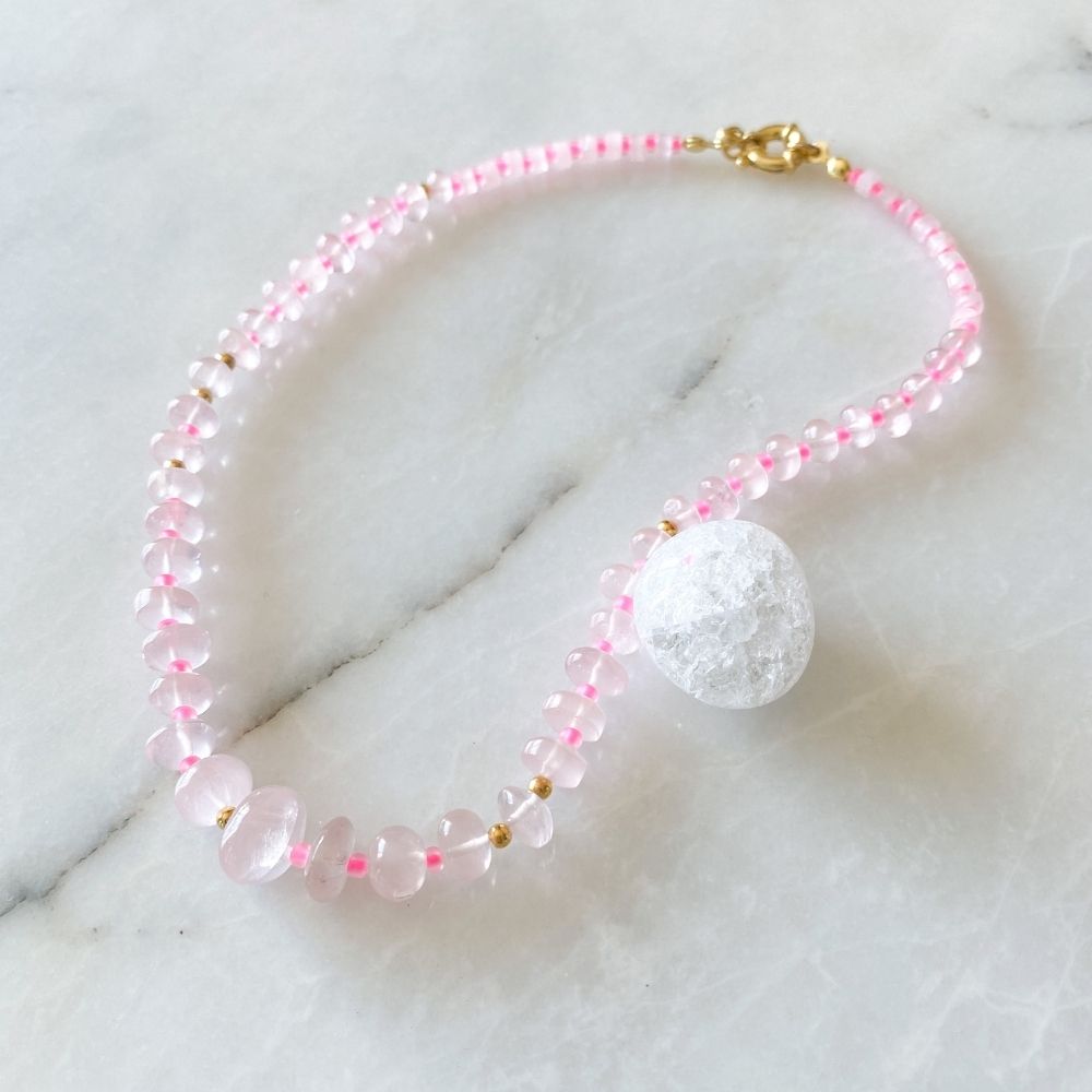 Beach please! Rose Quartz Kolye | Limited Edition