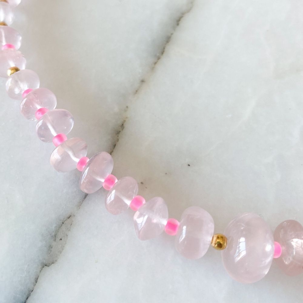 Beach please! Rose Quartz Kolye | Limited Edition