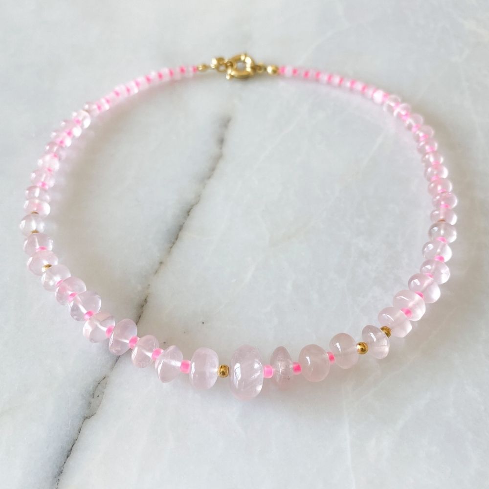 Beach please! Rose Quartz Kolye | Limited Edition