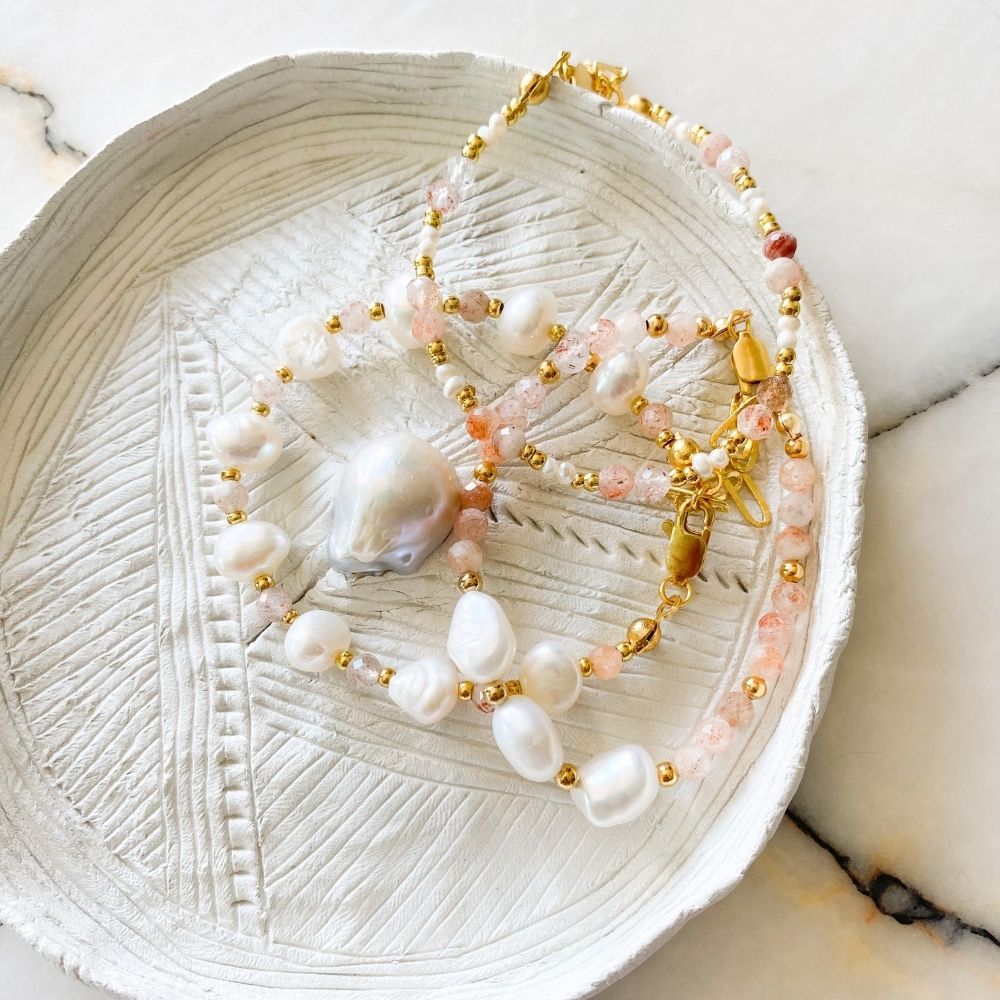 Solange Natural Pearl Sunstone Bracelet