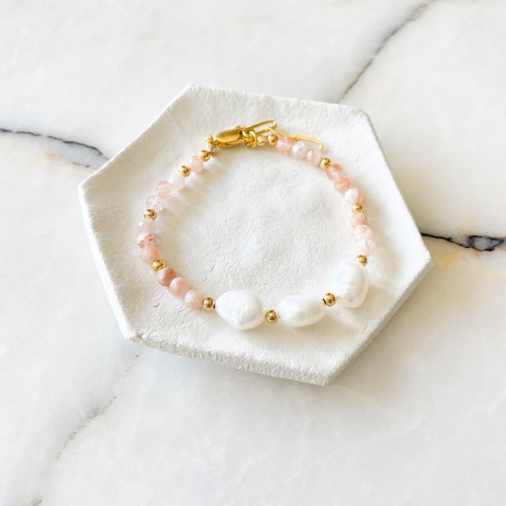 Beatrice Natural Pearl Sunstone Bracelet