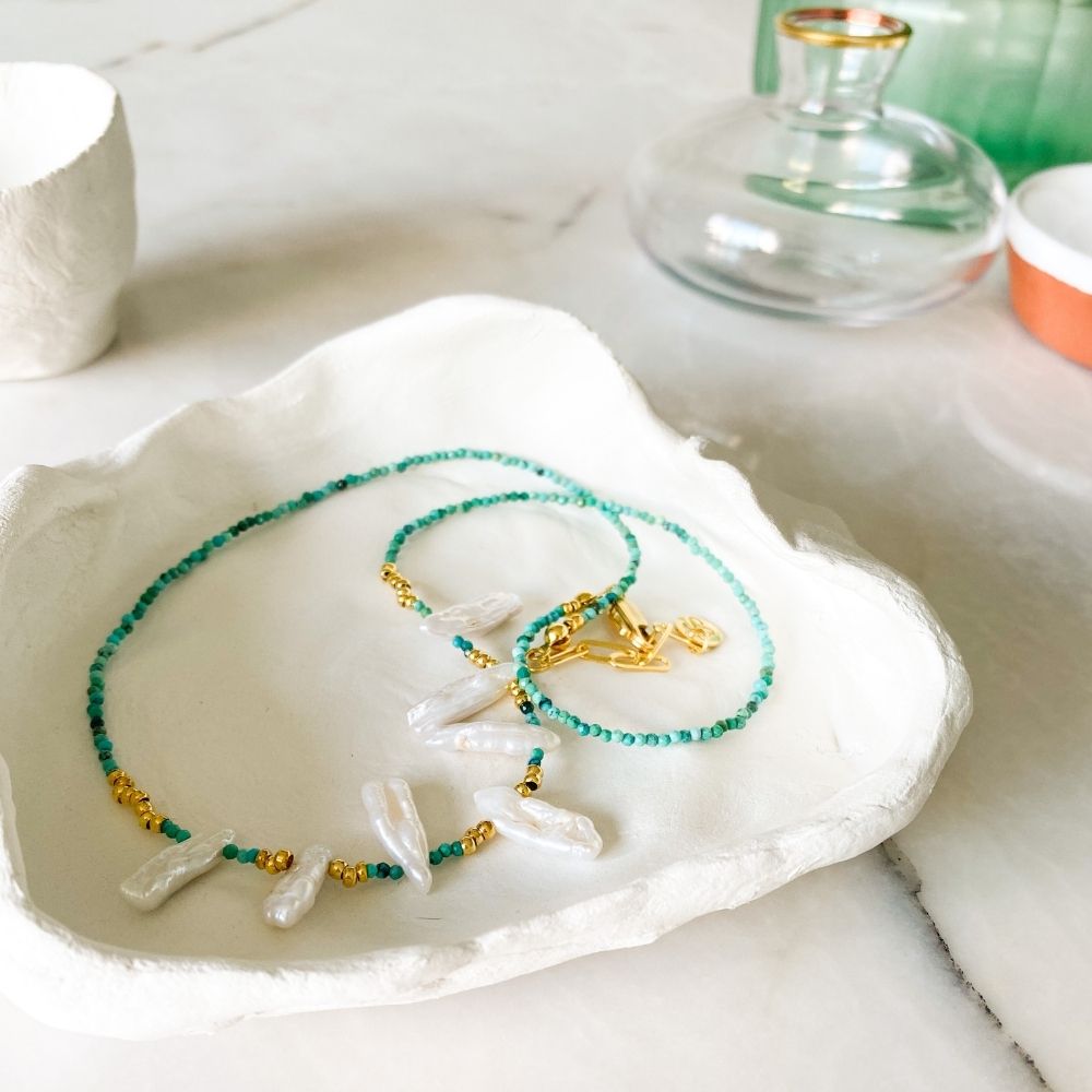 Blake Natural Pearl Turquoise Necklace