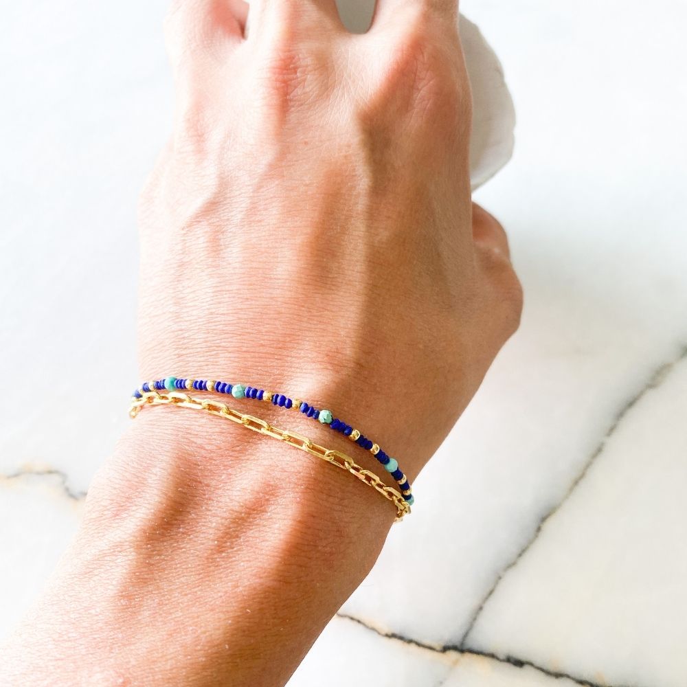 Chanchal Lapis Lazuli & Turquoise Silver Bracelet