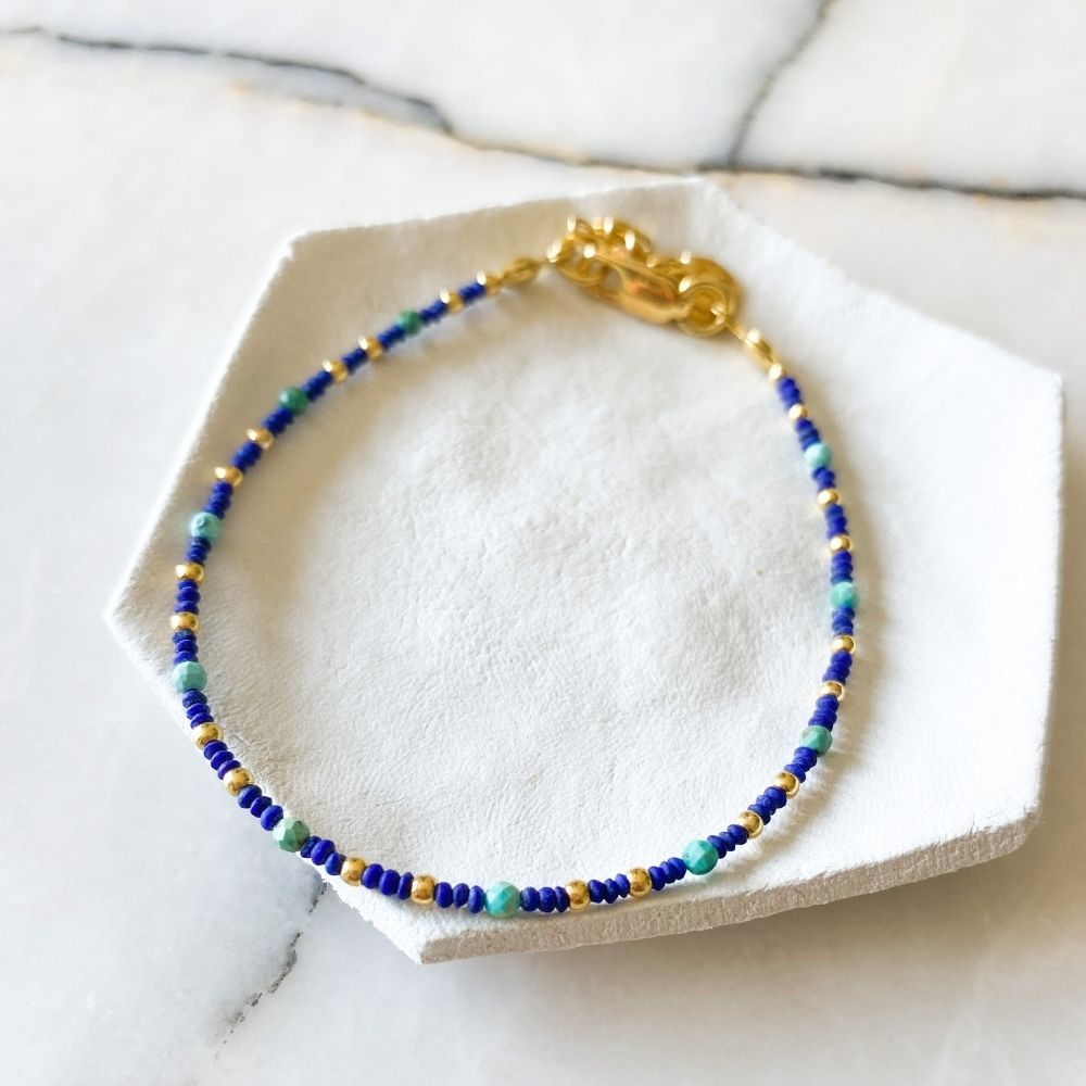 Chanchal Lapis Lazuli & Turquoise Silver Bracelet