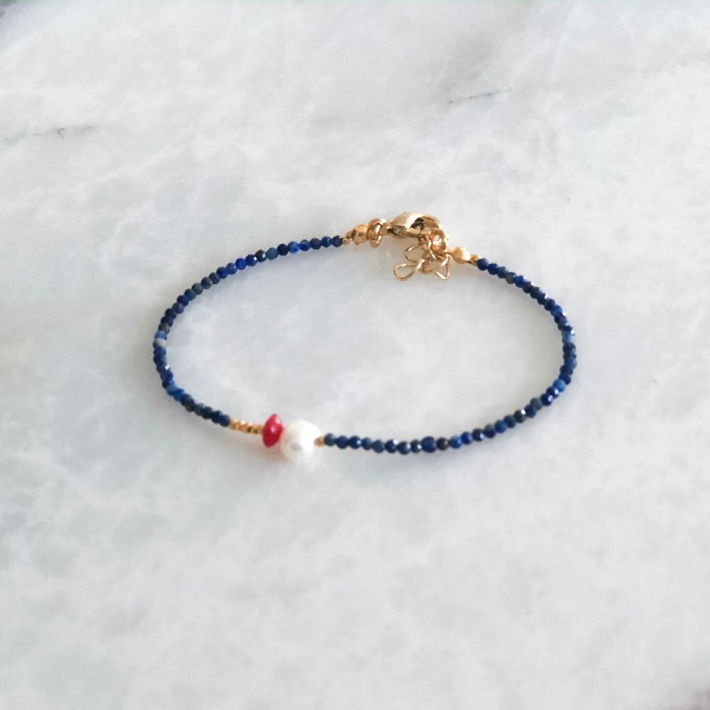 Lacivert Lapis Lazuli & Mercan Bileklik