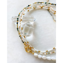 Load image into Gallery viewer, Farida Natural Pearl, Emerald &amp; Labradorite Necklace
