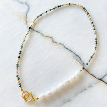 Load image into Gallery viewer, Farida Natural Pearl, Emerald &amp; Labradorite Necklace