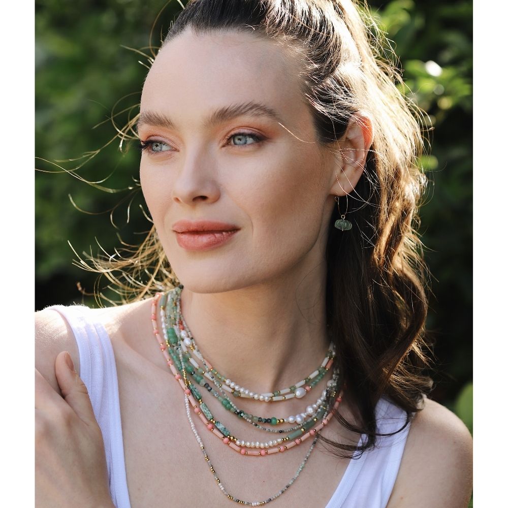 Iris Jade & Coral Necklace