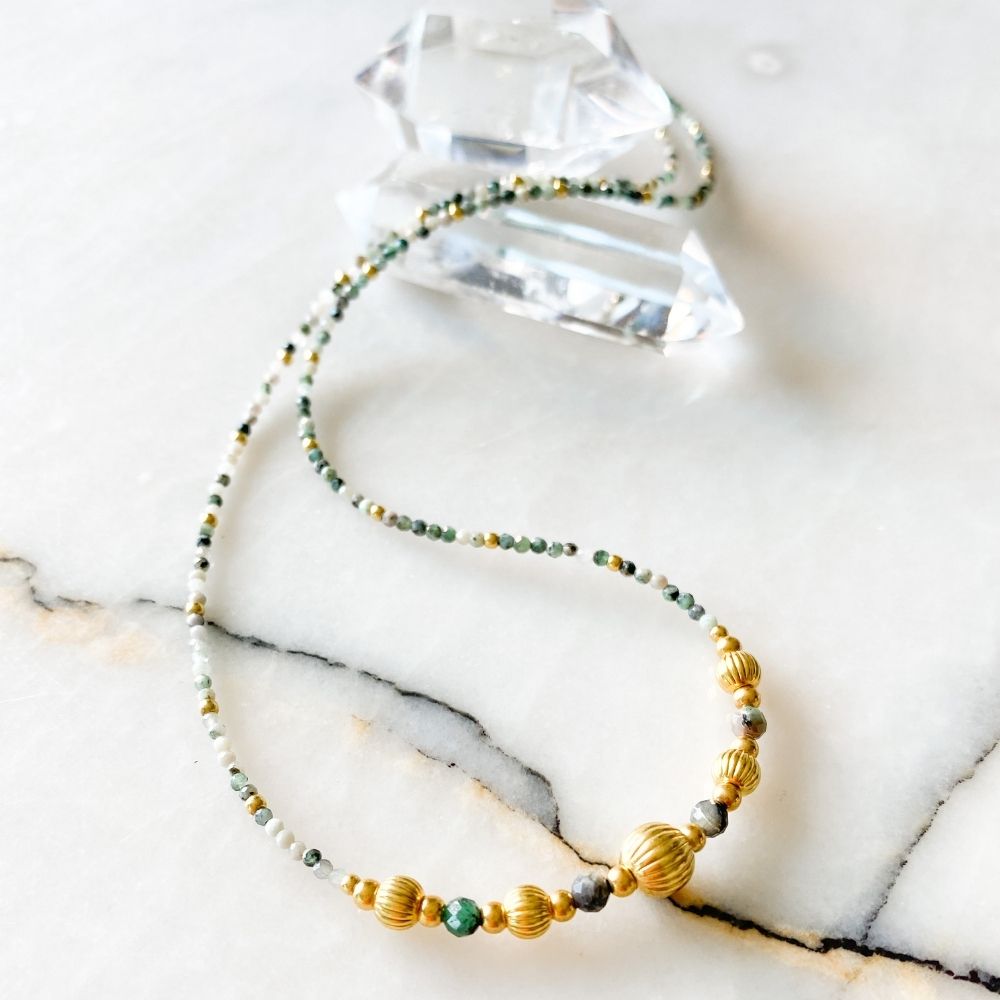 Gijan Emerald & Silver Necklace