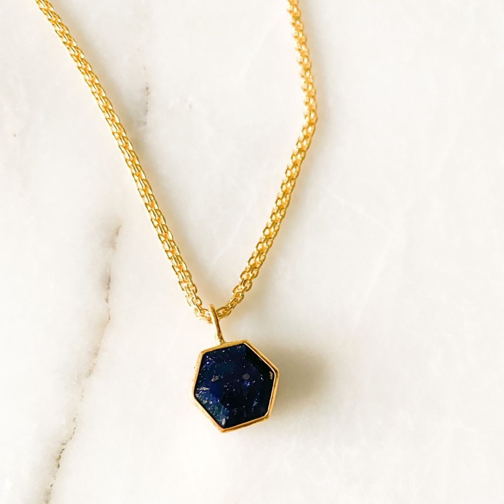 Hexagon Sapphire Charm