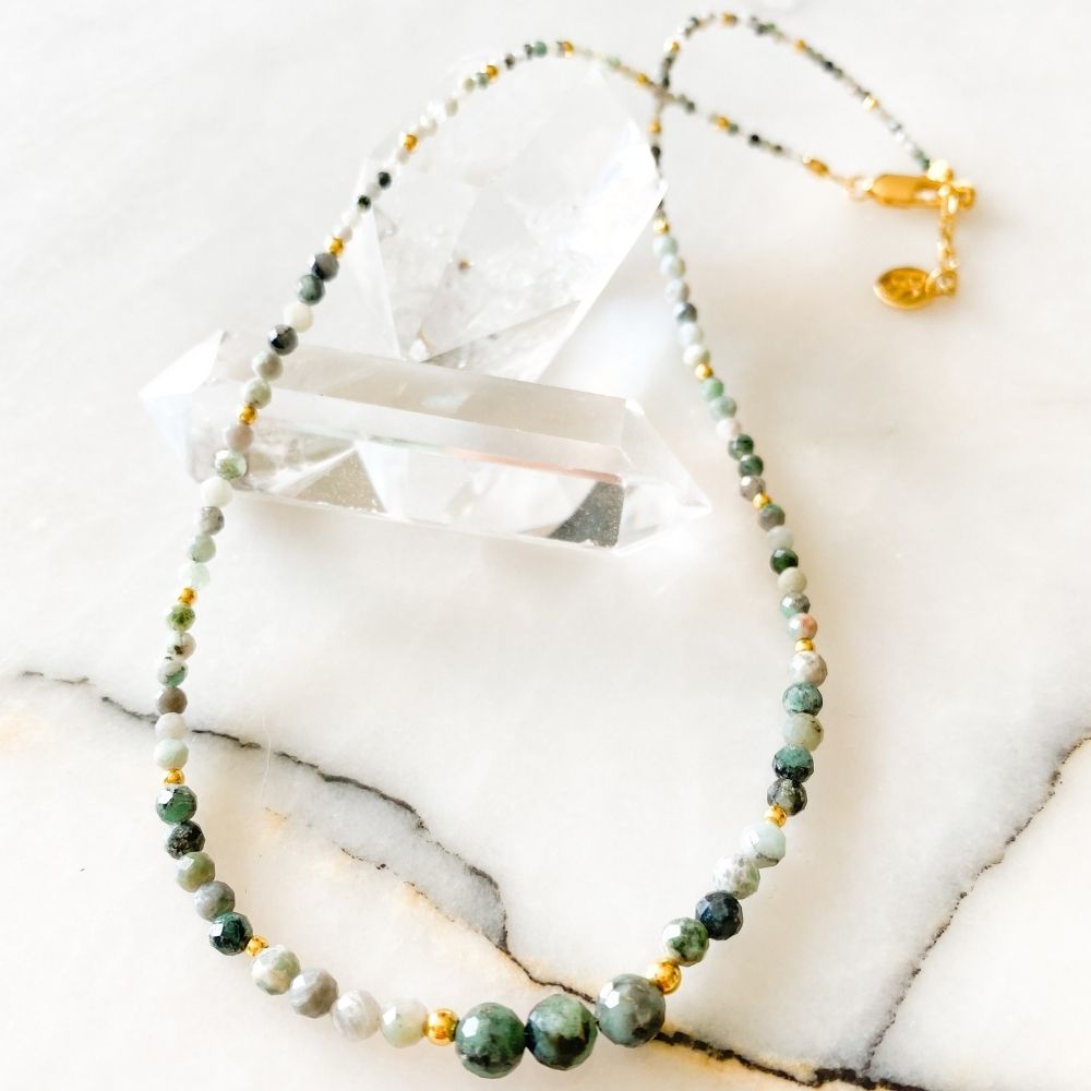 Jiera Emerald & Silver Necklace