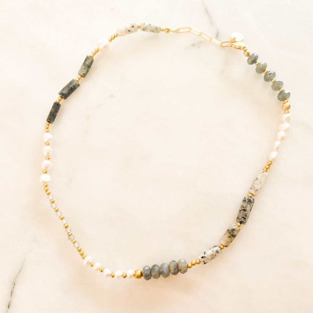 Juliette Labradorite & Rutilated Quartz & Pearl Necklace