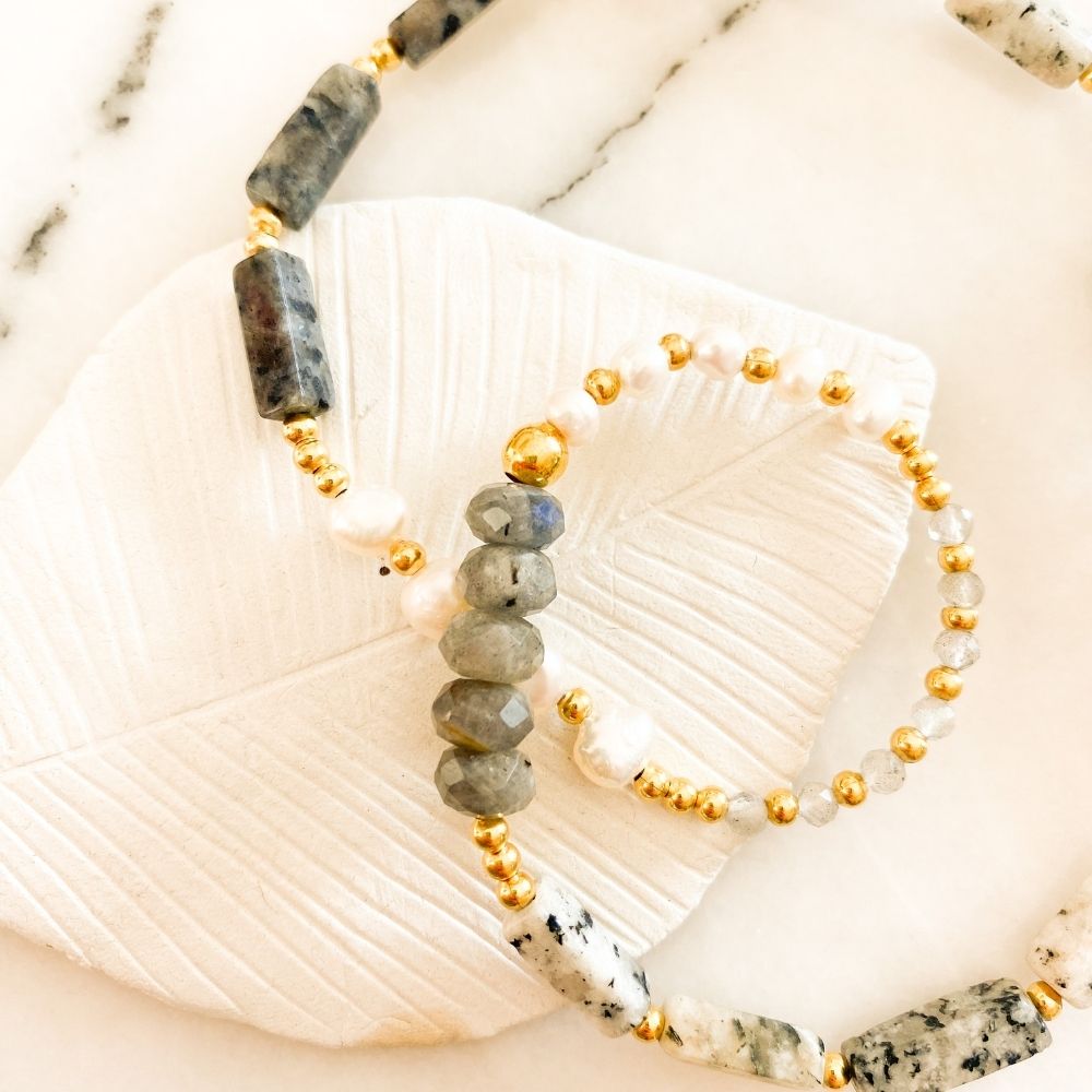 Juliette Labradorite & Rutilated Quartz & Pearl Necklace