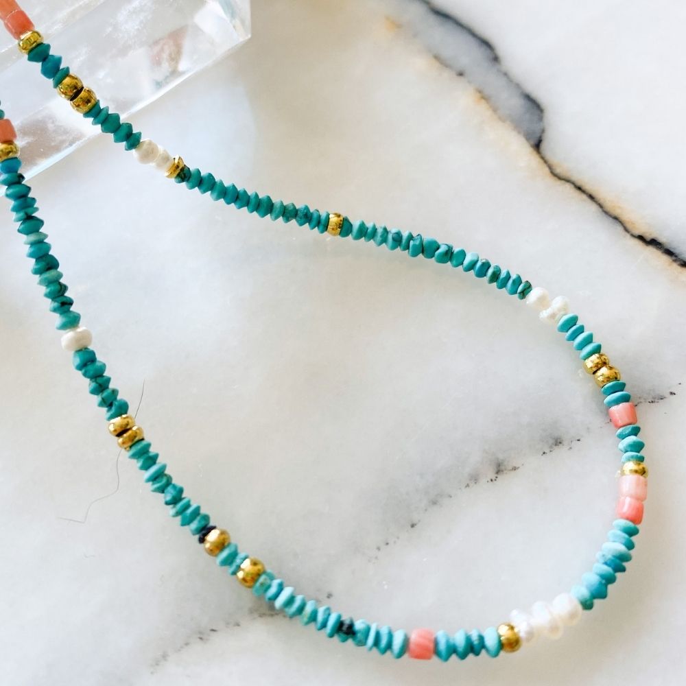 Laika Natural Pearl, Turquoise & Coral Necklace | Limited Edition