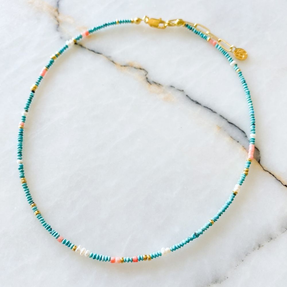 Laika Natural Pearl, Turquoise & Coral Necklace | Limited Edition
