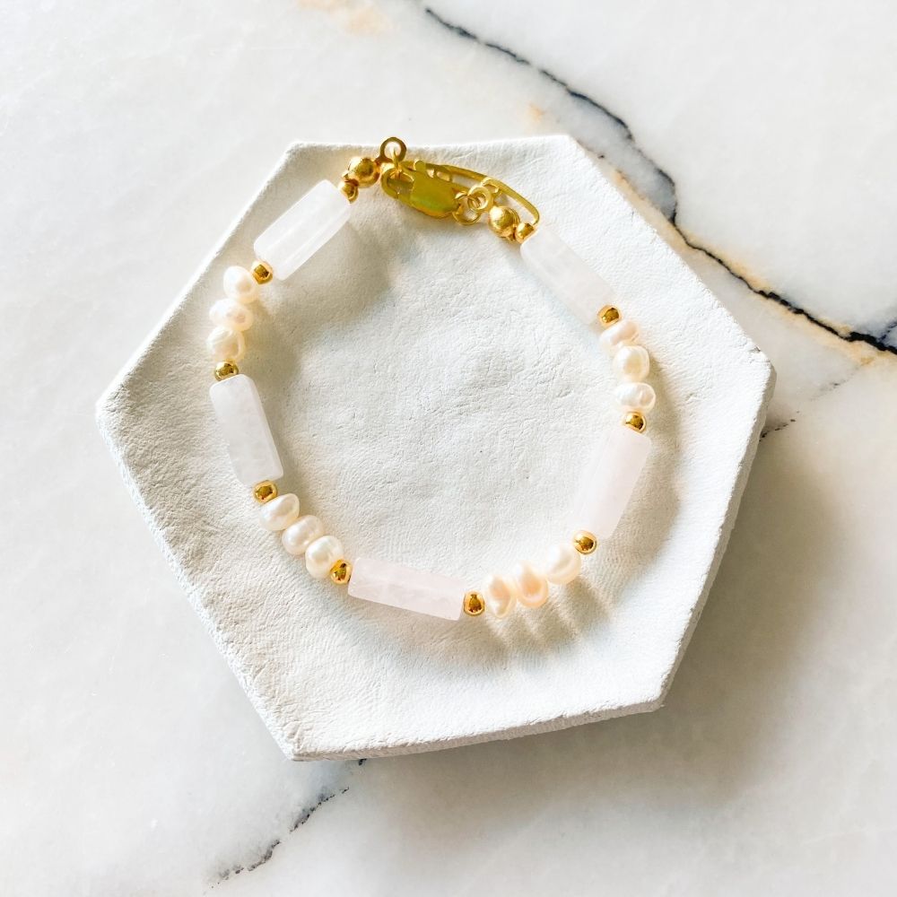 Loretta Natural Pearl Pink Quartz Bracelet