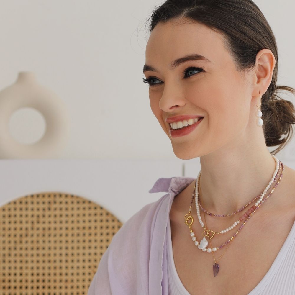 Lotus Amethyst Silver Chain Necklace