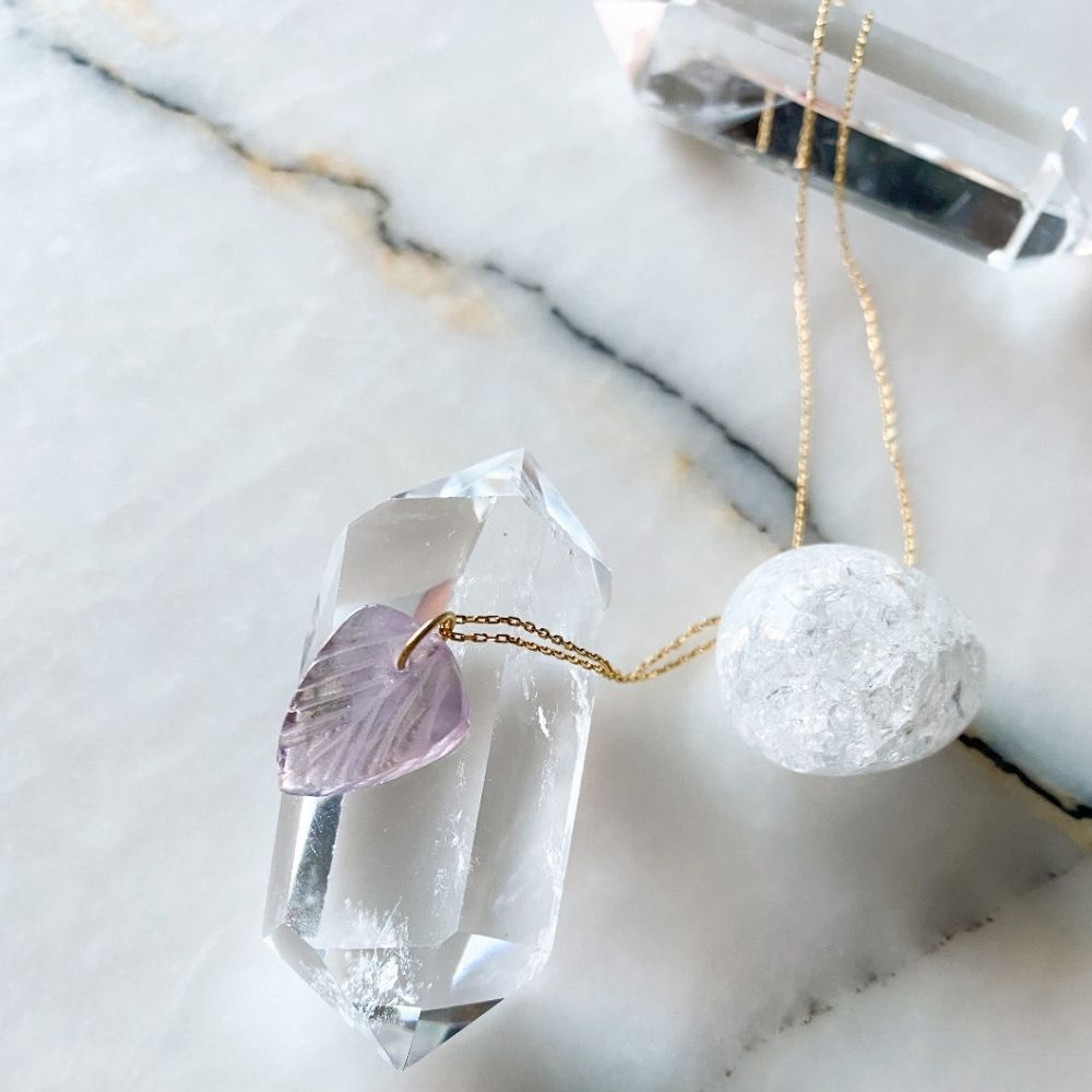 Lotus Amethyst Silver Chain Necklace