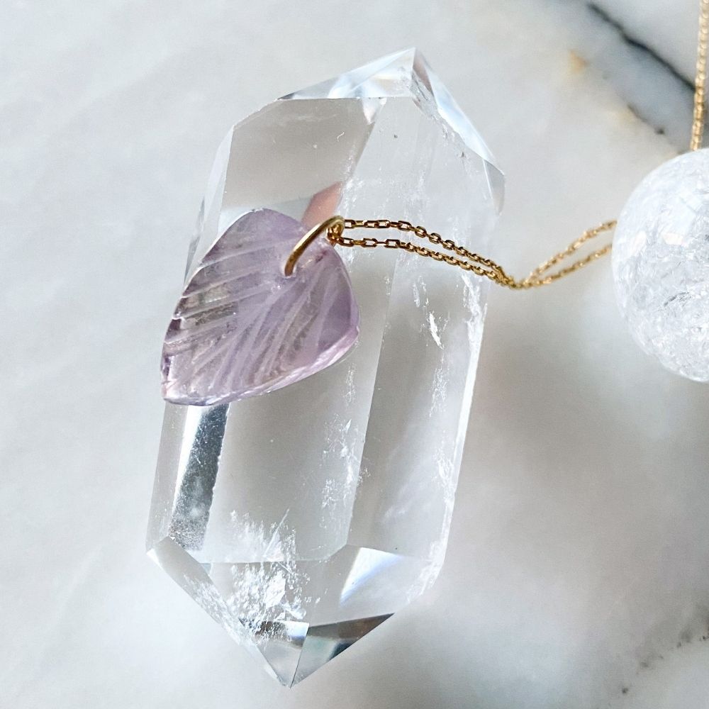 Lotus Amethyst Silver Chain Necklace