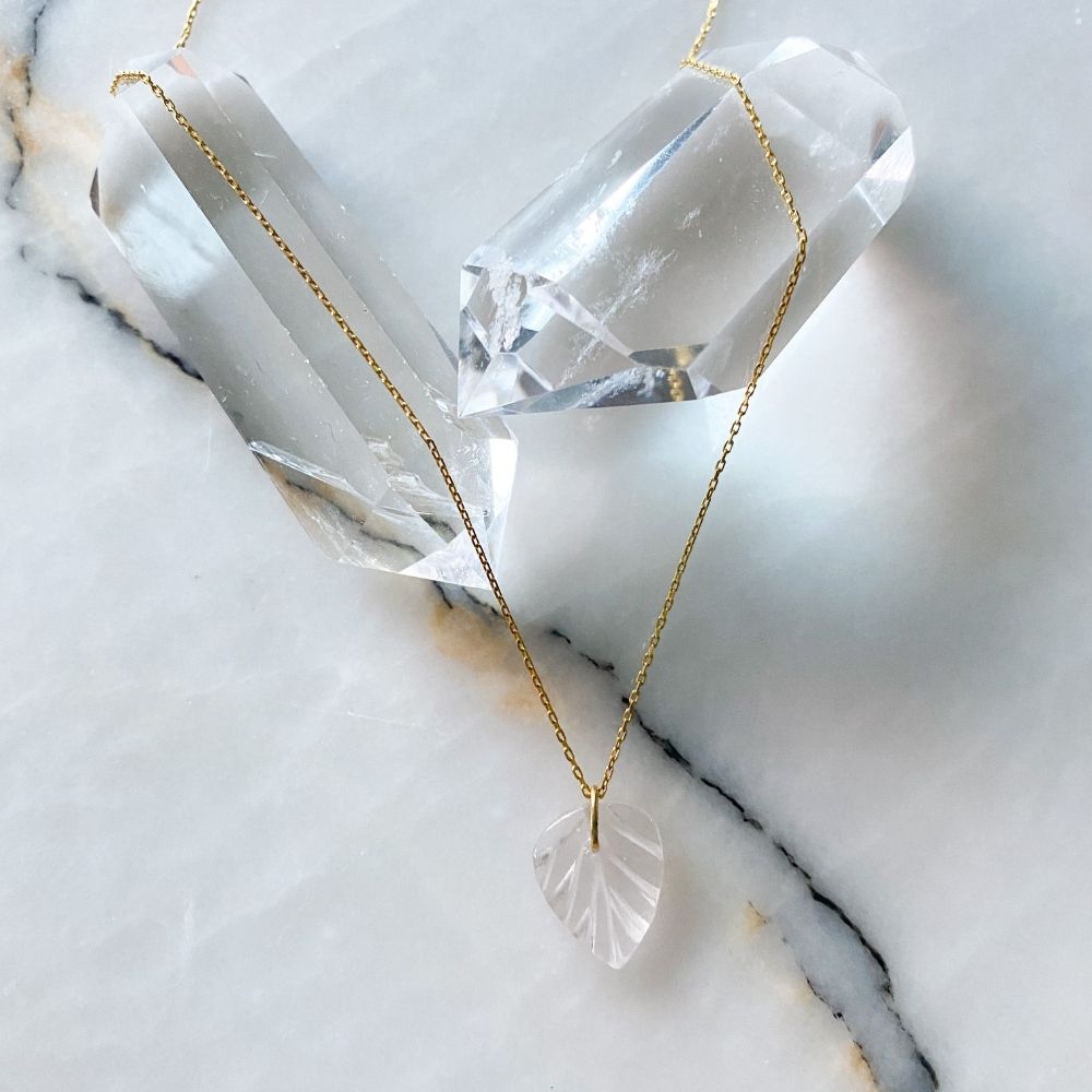 Lotus Rose Quartz Silver Chain Necklace