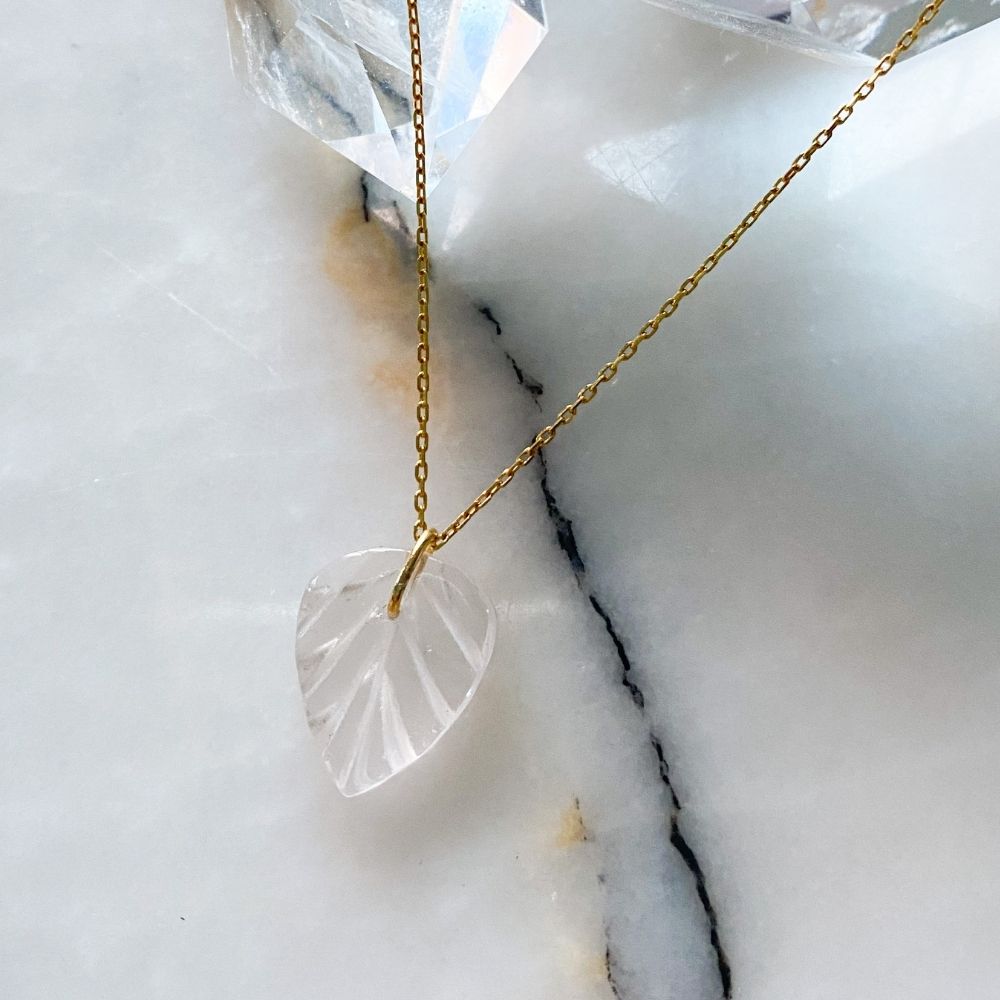 Lotus Rose Quartz Silver Chain Necklace