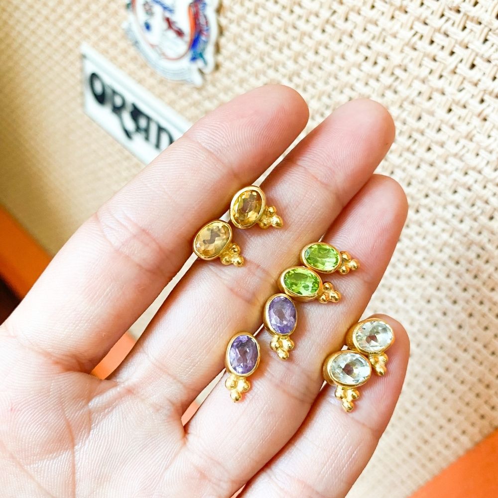 Laviena Green Amethyst Silver Earrings