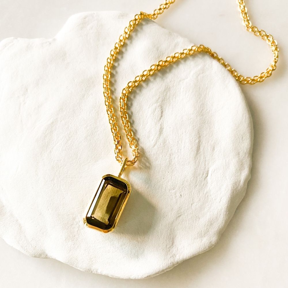 Octagon Smokey Quartz Charm