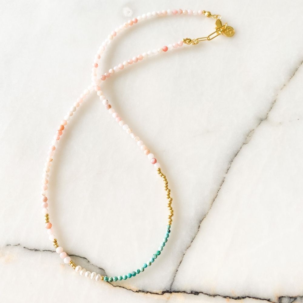 Prinkipo Natural Pearl Turquoise & Opal Necklace