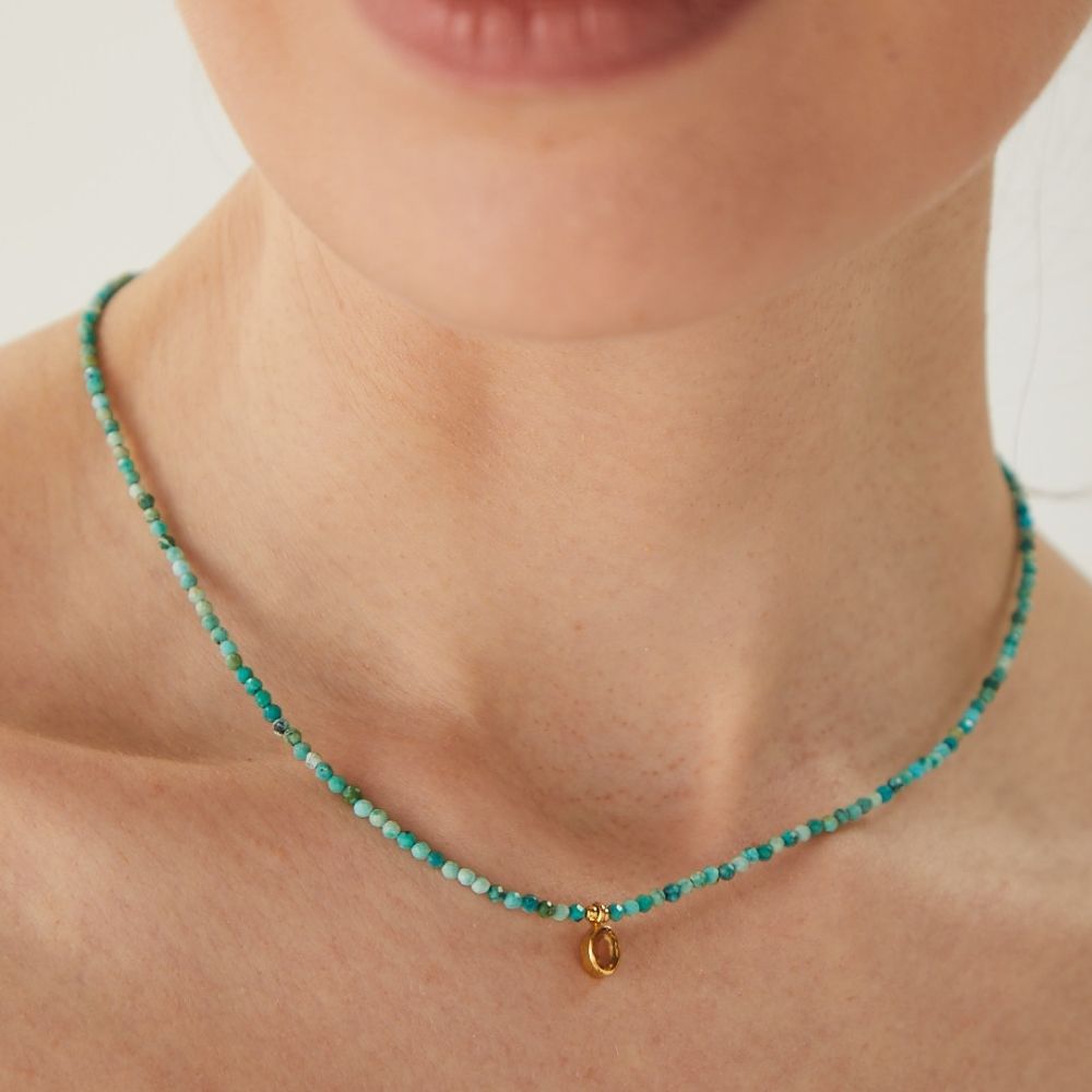 Senna Single Citrine Mini Charm Necklace