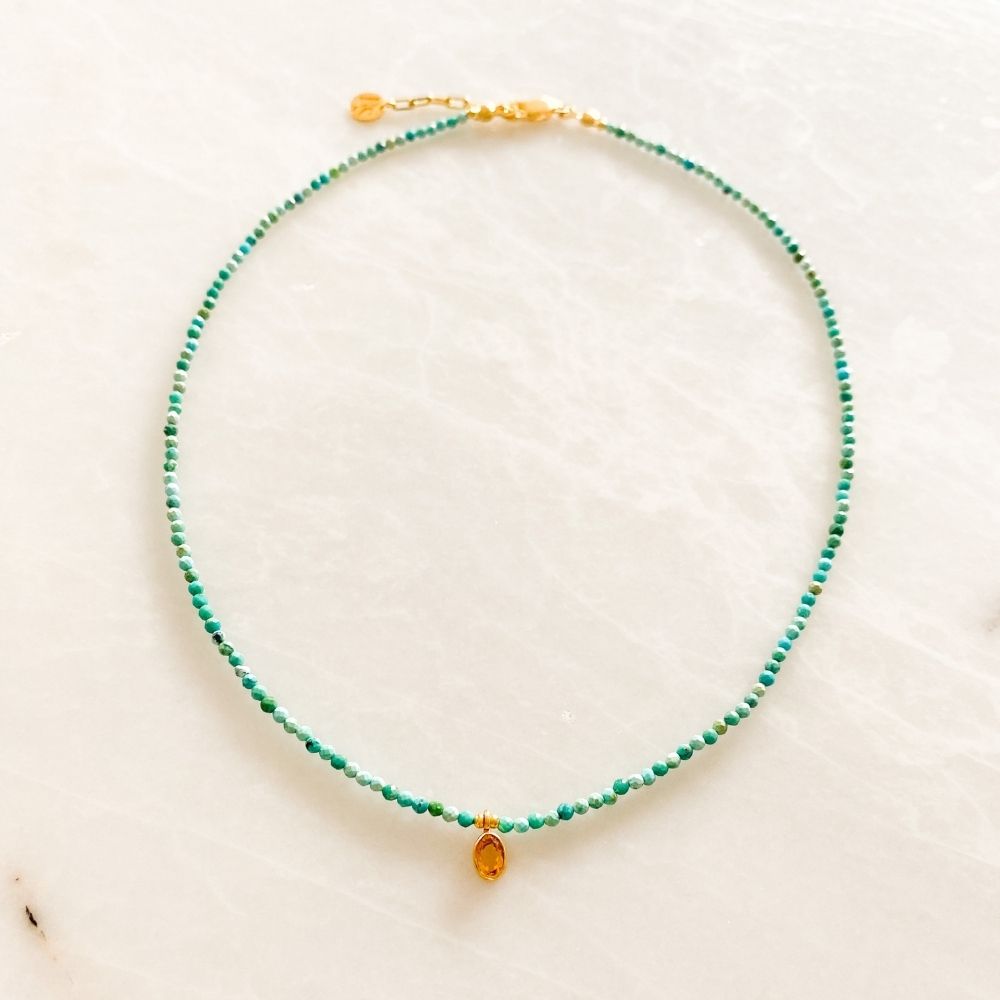 Senna Single Citrine Mini Charm Necklace